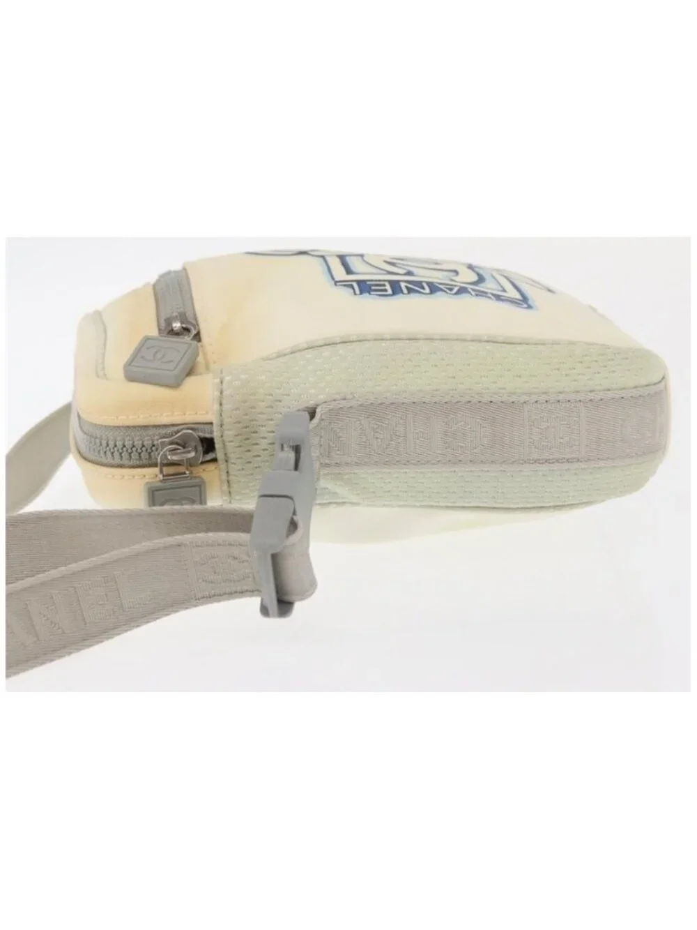 Authentic CHANEL Sports Line Shoulder Bag Nylon White Silver CC